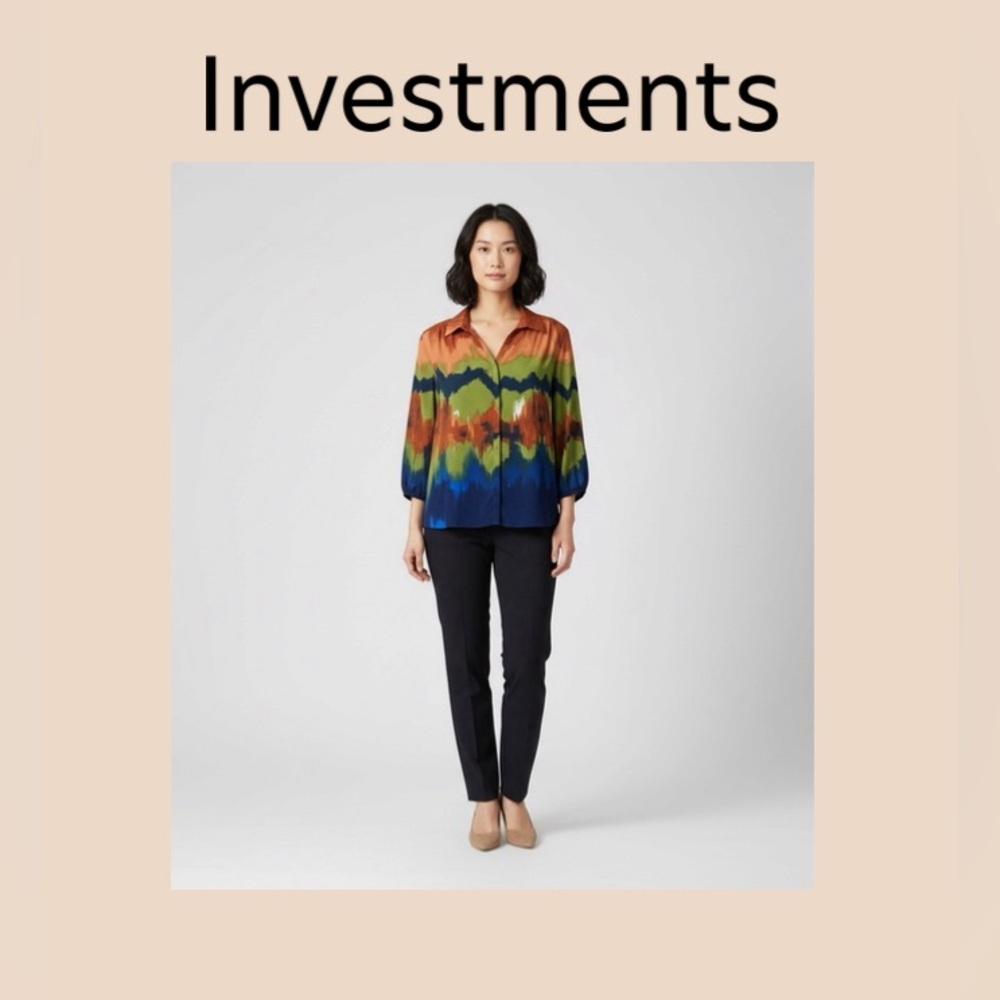 Investments Women’s Long Sleeve Button Down Dress Blouse Size XL NWOT